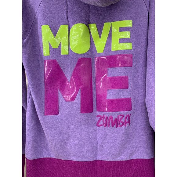 Zumba Hooded Pull Over Sweatshirt Pocket  MOVE ME  Large Purple and Green  Logo - Picture 5 of 8